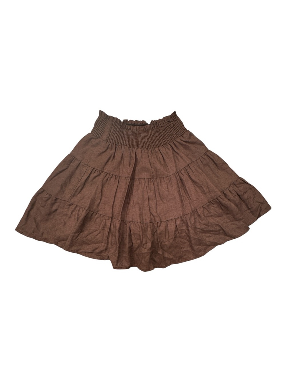 Urban Renewal Brown Tiered A-Line Smocked Waist Tiered mini Skirt